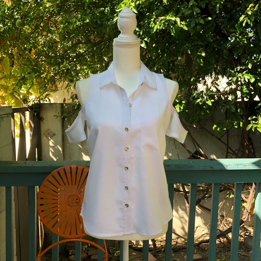 GUESS Beverly Cold Shoulder Button Up Shirt